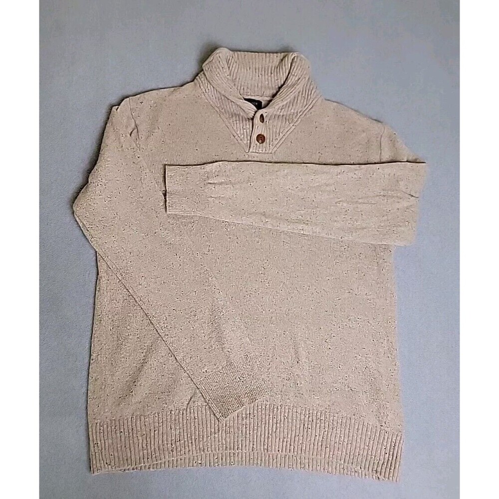 J Crew Sweater Mens‎ XL Pullover Brown Merino Blend Knit Button Preppy Shawl Dad